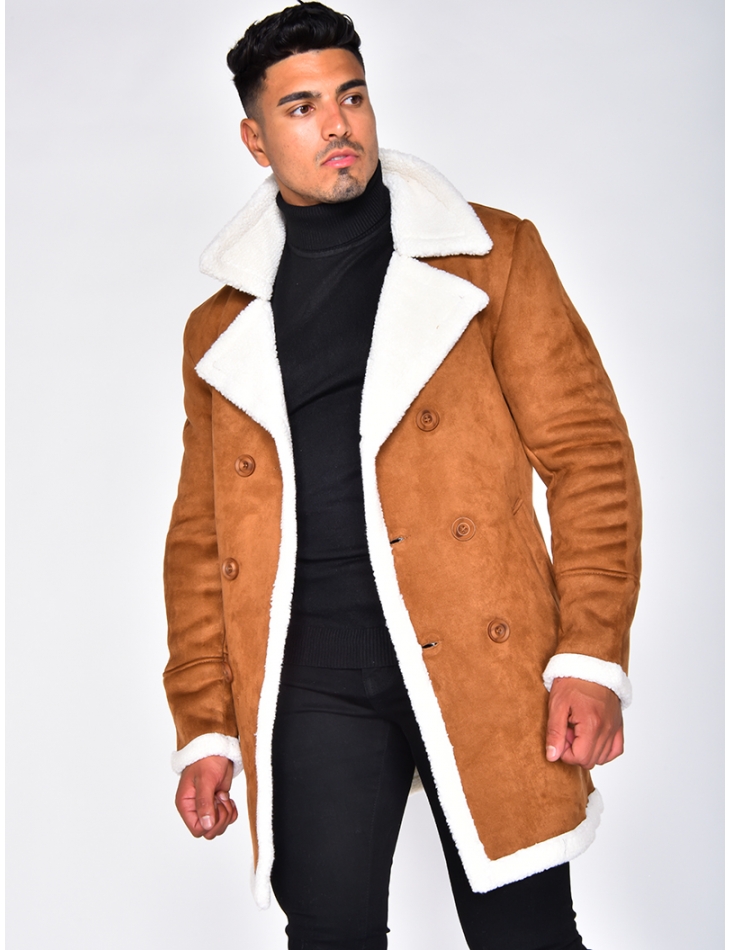 Suedette Coat with Fur