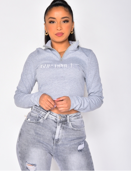 "Jeans Industry" Long Sleeved Ribbed Crop Top