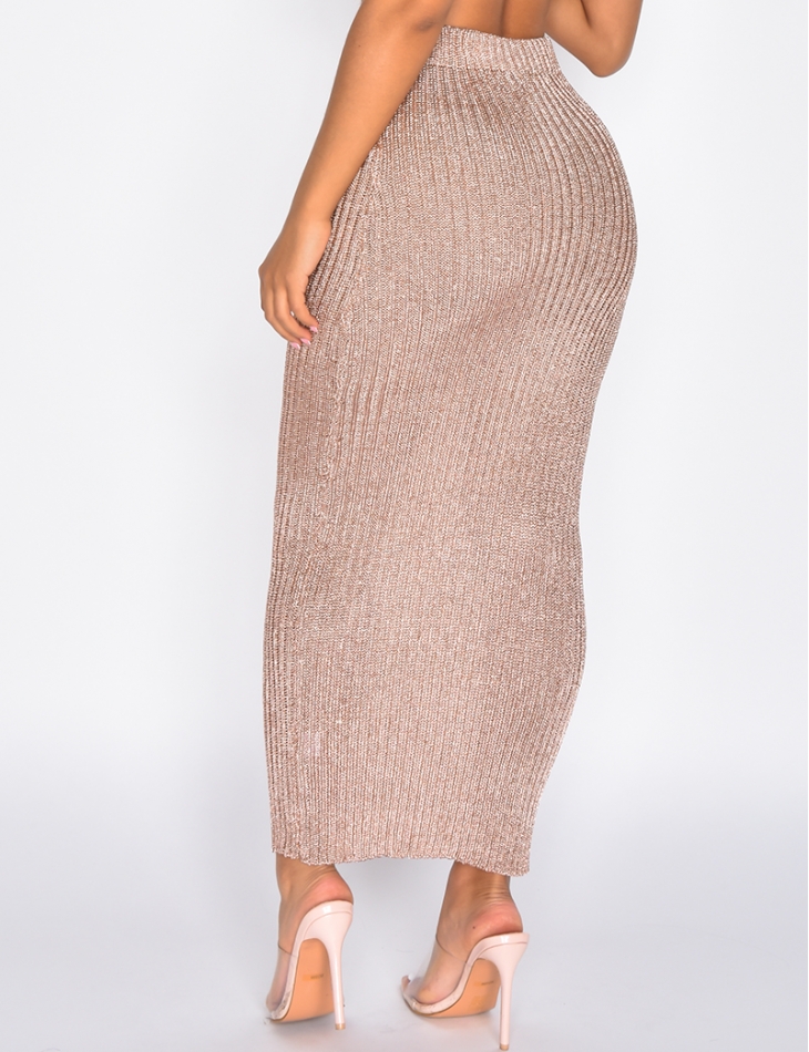 Long Iridescent Knit Skirt