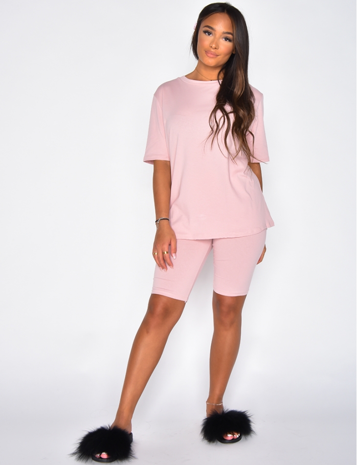 Oversized T-shirt and Cycling Shorts Co-ord