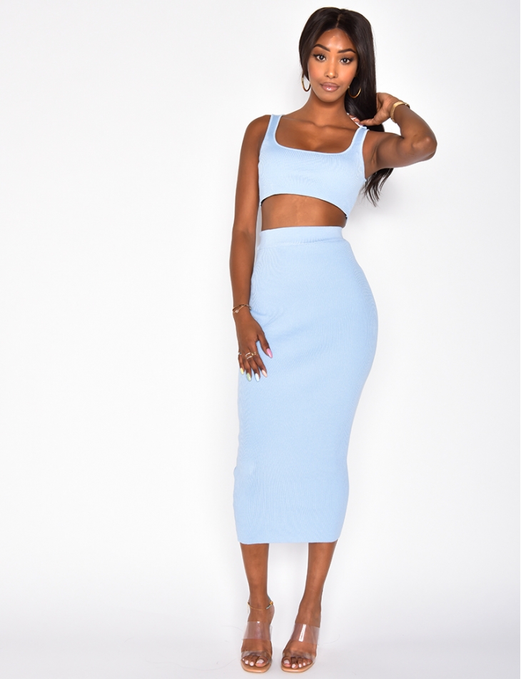 Ribbed Skirt and Crop Top Co-ord