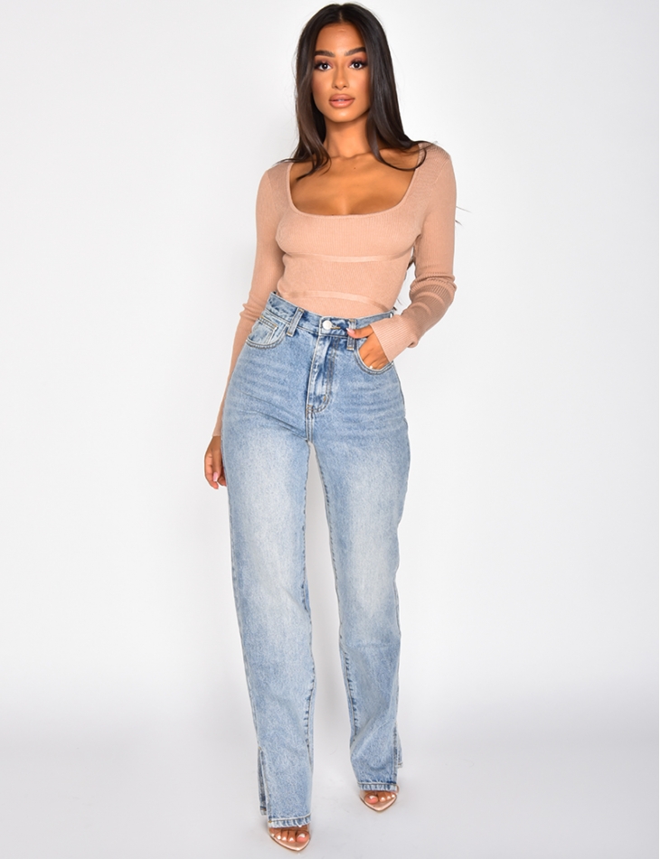 High Waisted Jeans with Slits *Petite collection*