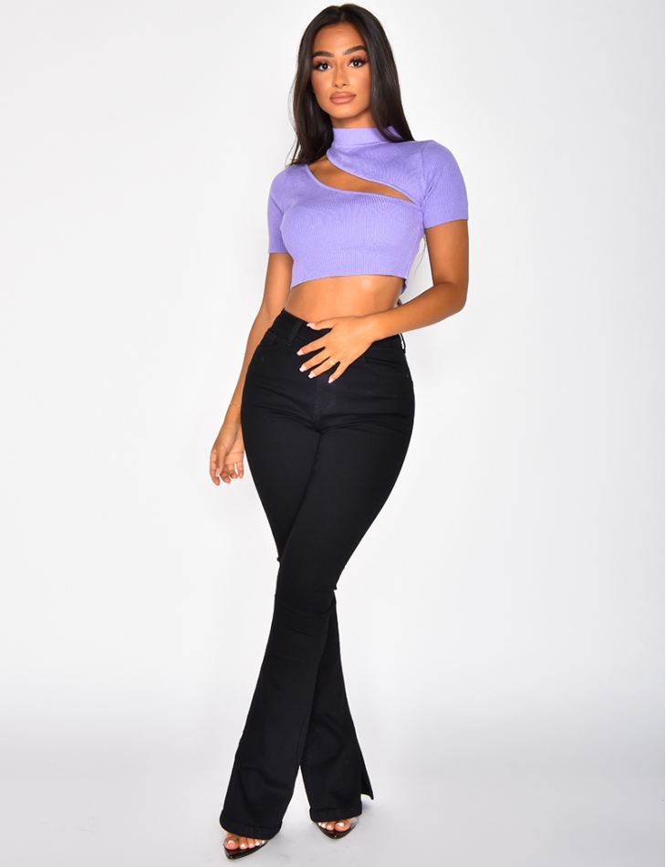 Ribbed Cut Out Crop Top