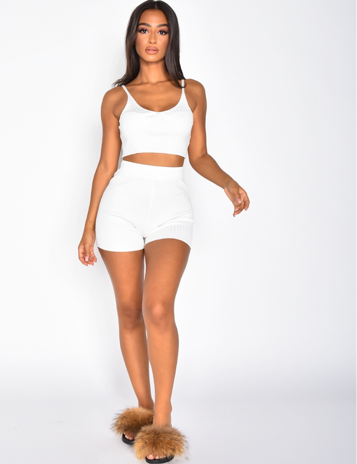 Ribbed Bra and Shorts Co-ord