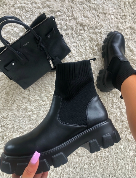 Bi Material Ankle Boots