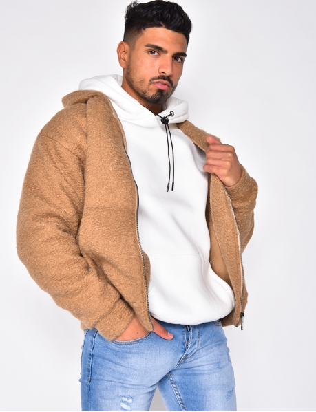 Sheepskin-Style Jacket with Zip