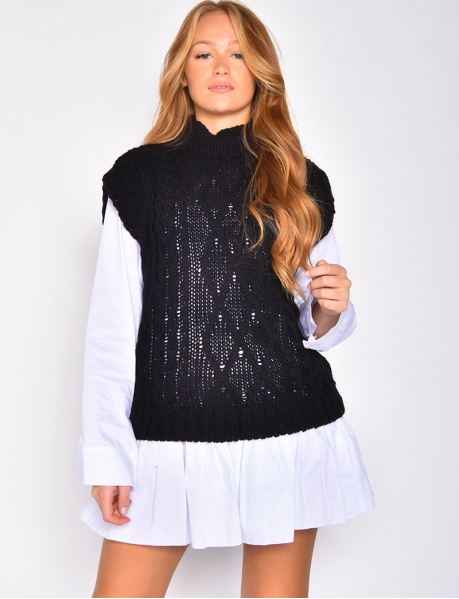 Sleeveless Cable Knit Jumper