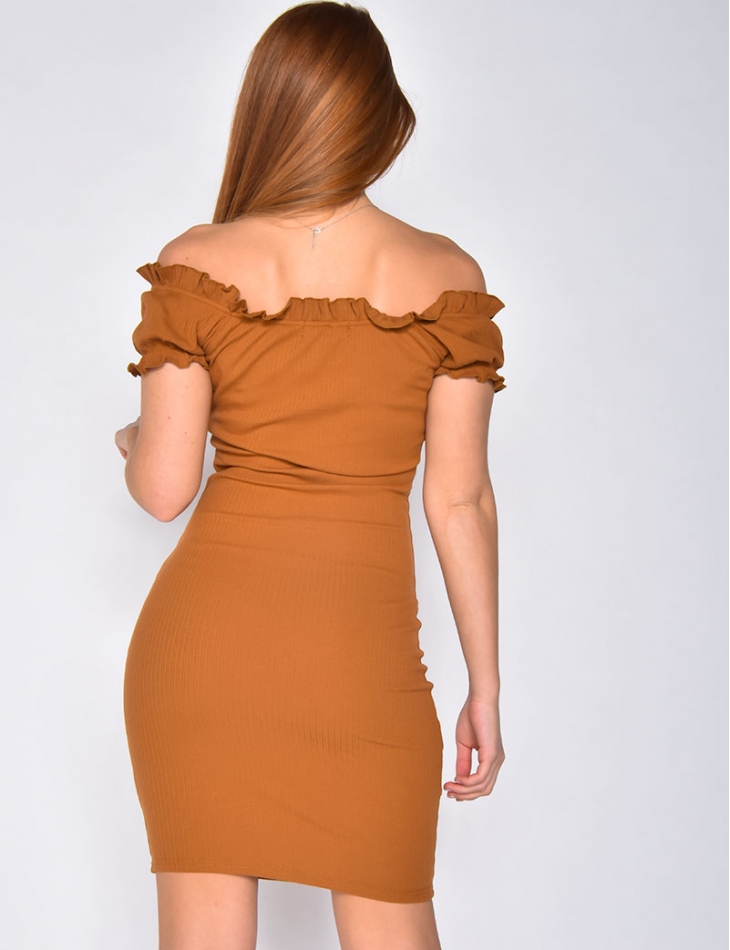 Ribbed Dress with Scalloped Edge