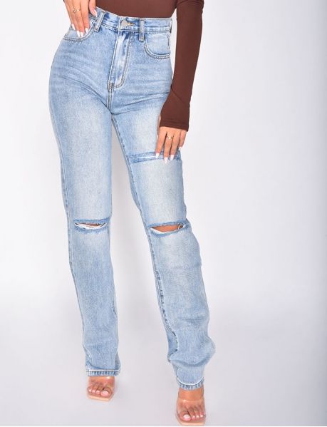 Jeans in Destroyed-Optik, straight