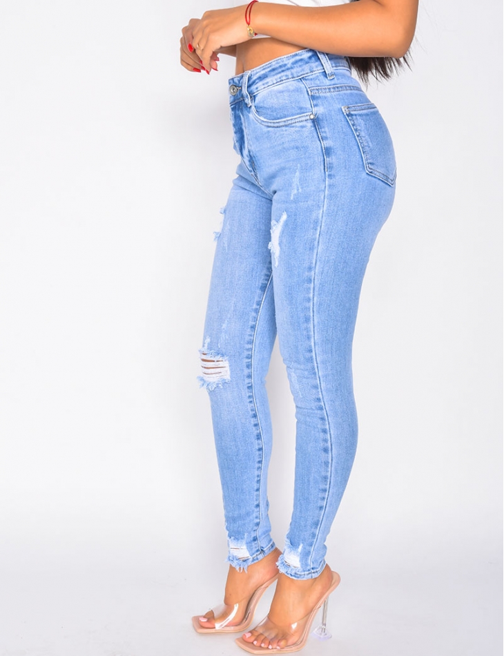 Jeans Skinny Fit in Destroyed-Optik