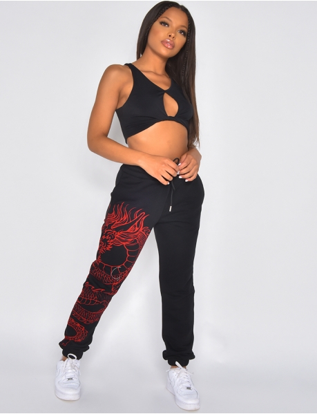 Jogging bottoms with dragon pattern