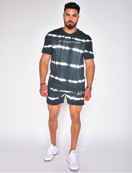 Kombination T-Shirt und Shorts in Tie-and-Dye-Optik „AF Collection“