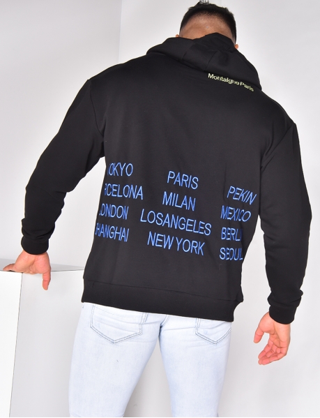 Kapuzen-Sweatshirt mit Aufschrift am Rücken