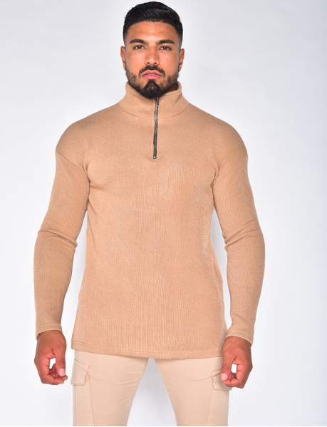 Ribbed Jumper with Zip