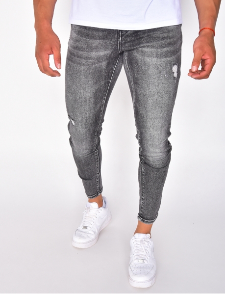 Ausgewaschene Slim-Fit-Jeans, grau
