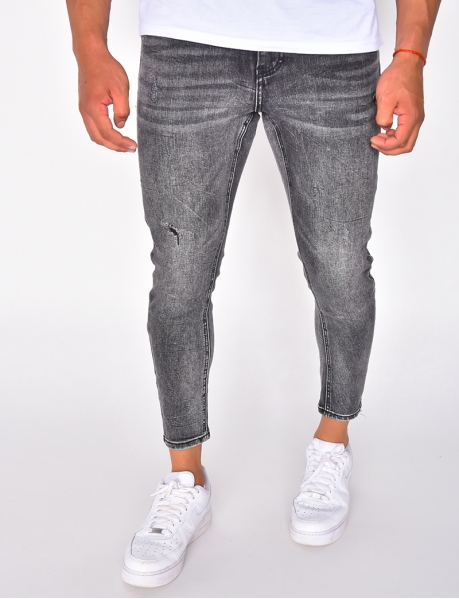 Ausgewaschene Skinny-Fit-Jeans, grau 