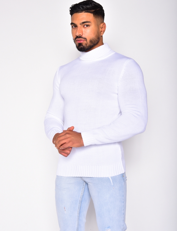 Pull col roulé homme