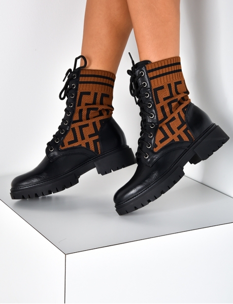 - Bi-material patterned boots