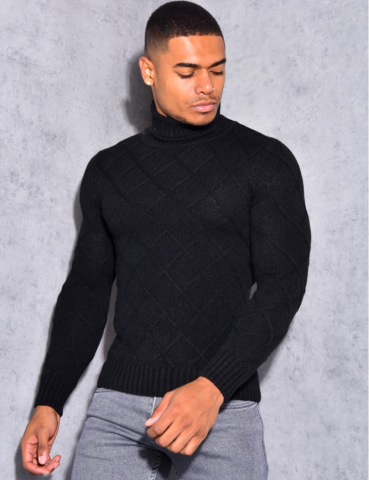 grey polo neck jumper mens