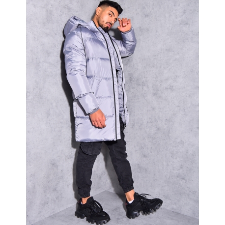 mens grey quilted coat