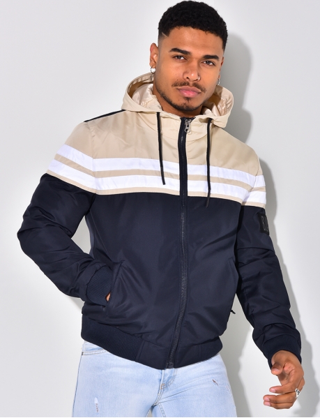 Hooded Bomber Jacket with Bands