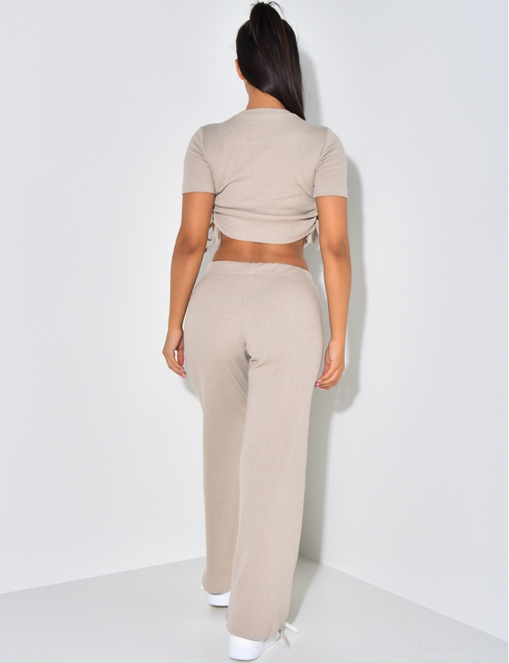 -Trousers and Ribbed T-shirt Co-ord