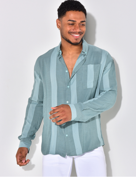 Long-sleeved Shirt with Thin Stripes