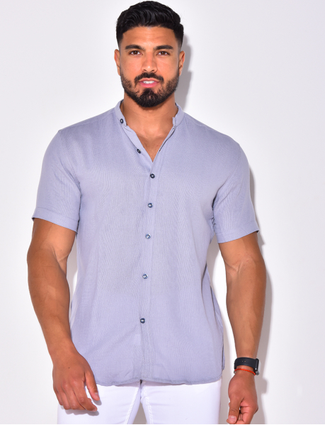Short-Sleeved Shirt with Small Collar