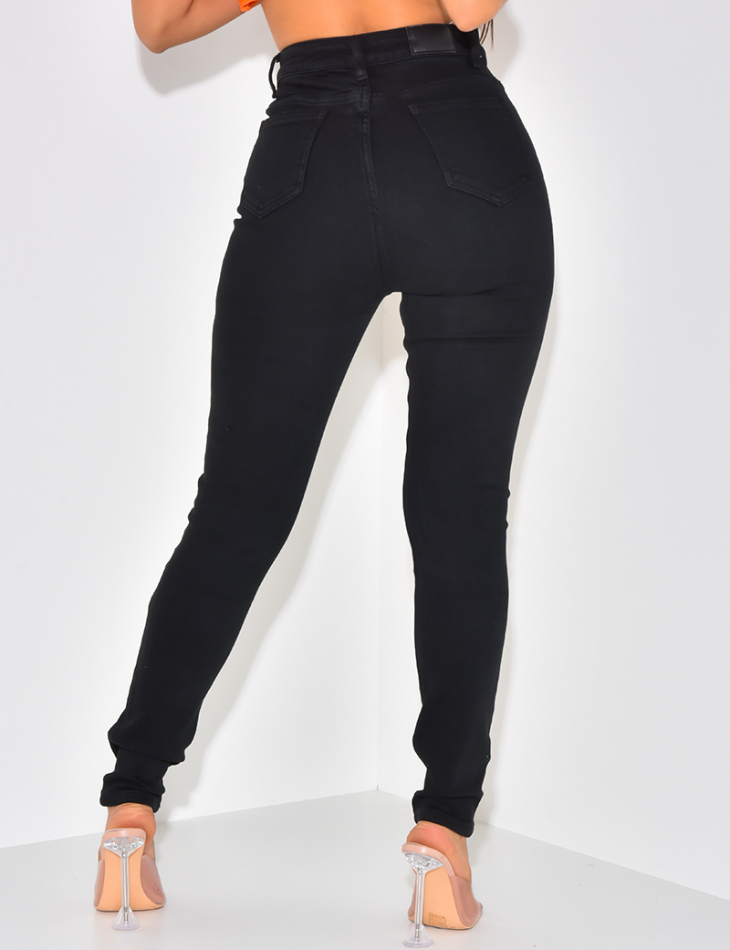 Jeans skinny noir taille haute ultra stretchy