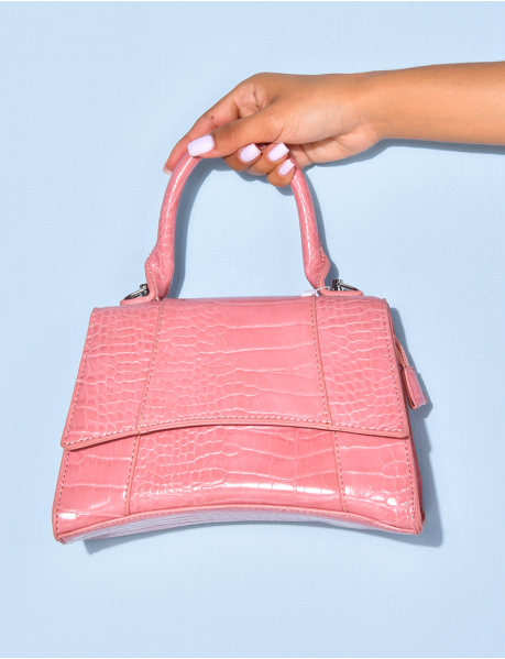 Pink croc-effect bag