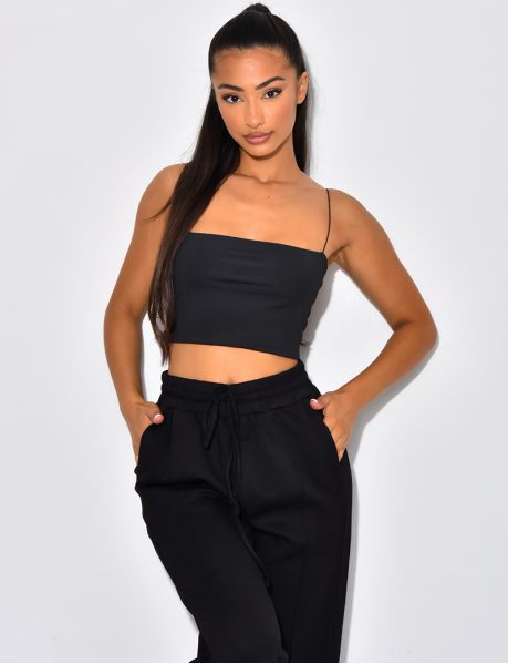 Bandeau Crop Top with Narrow Elasticated Straps
