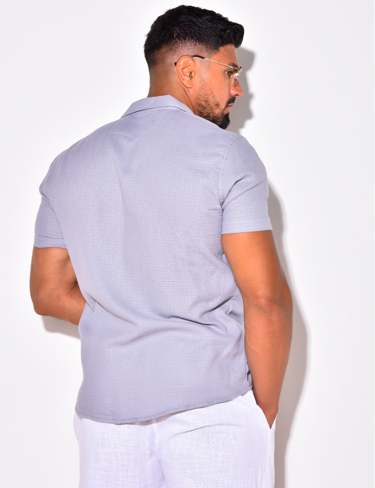 Chemise texturée manches courtes à poches