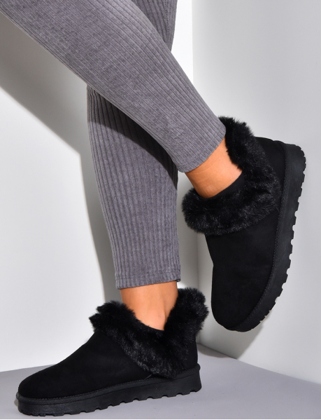 Suedette ankle boots with fur