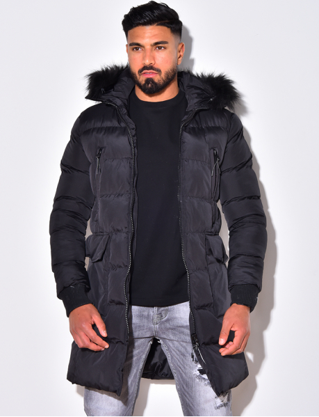 Padded Jacket with Faux Fur-lined hood