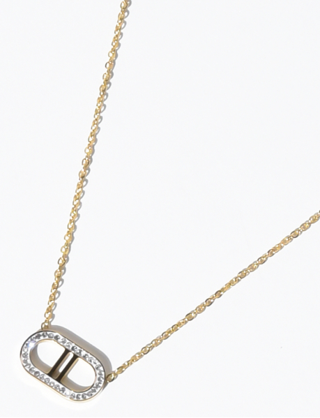 Golden necklace with diamanté pendant