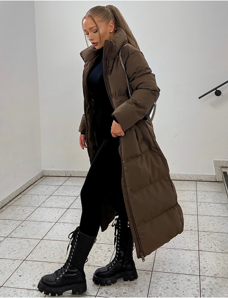 Long Padded Coat with Pockets