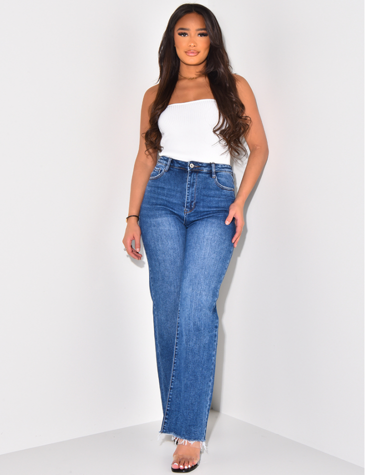 Jeans coupe droite ultra stretchy taille haute