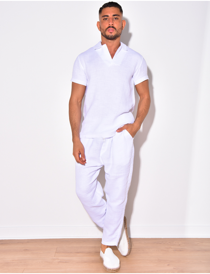 Ensemble pantalon t-shirt blanc fashion homme – ILANNFIVE