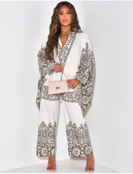 Oversized printed shirt and trousers co-ord