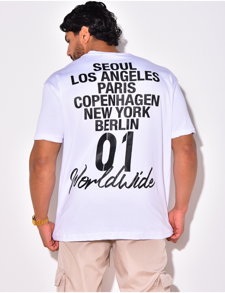 T-shirt "01 WorldWide" avec écriture dans le dos