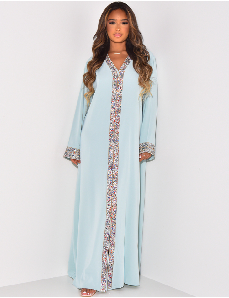 Abaya à strass multicolor