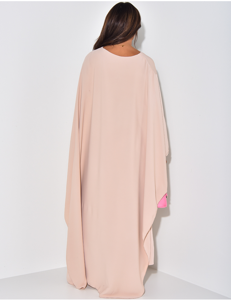 Fluid cape dress to tie at the waist