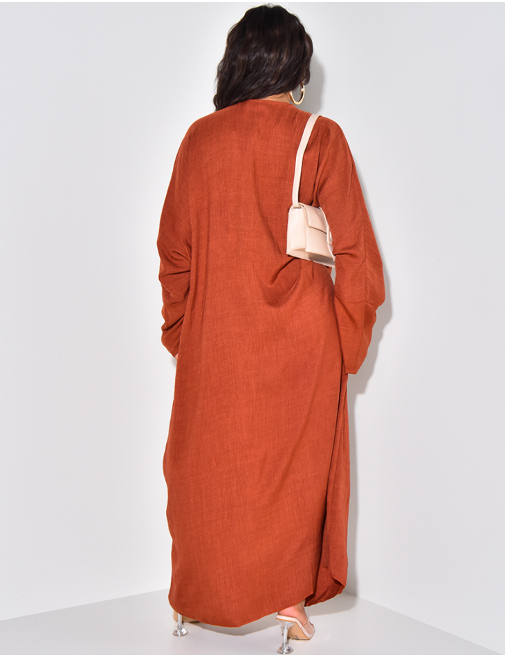 Robe longue oversize à nouer effet lin