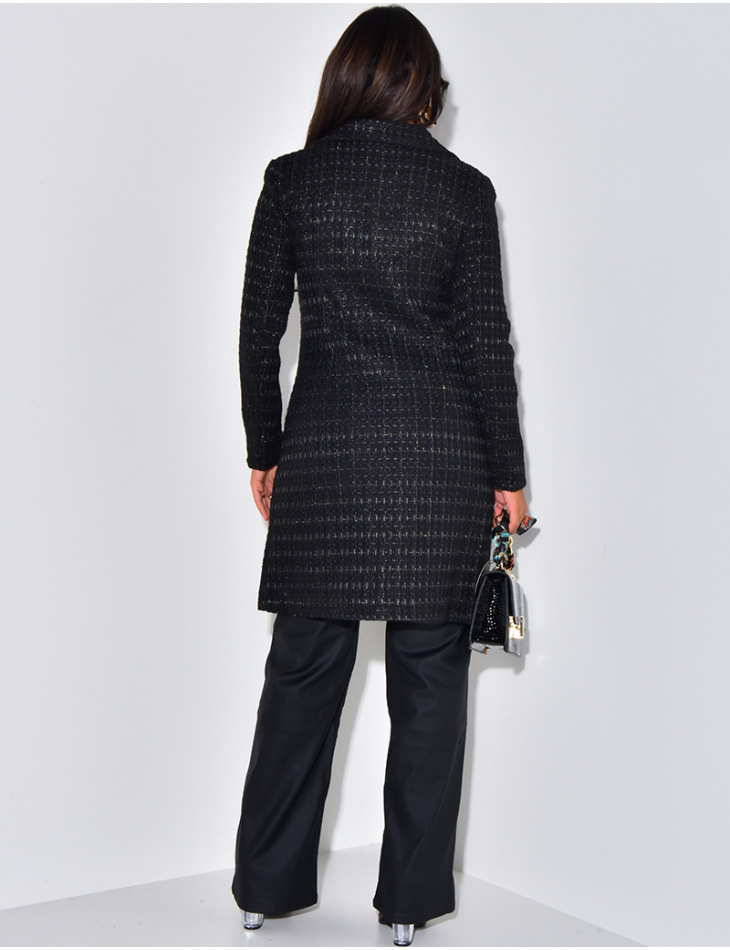   Mid-length tweed jacket with buttons