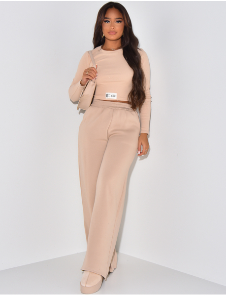 Wide tracksuit and ribbed top set