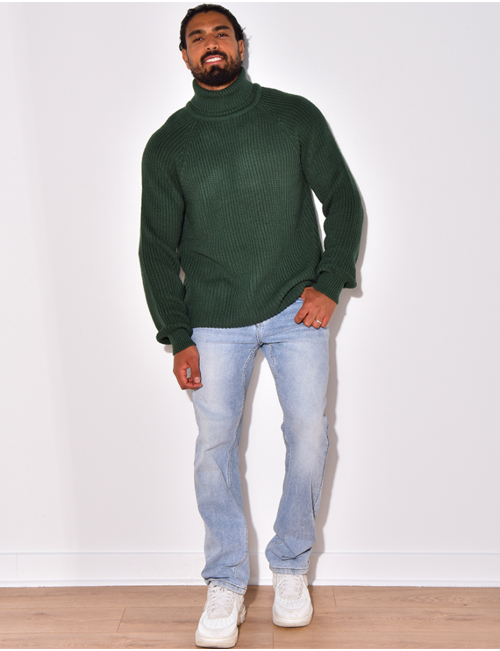   Knit sweater with stand-up collar