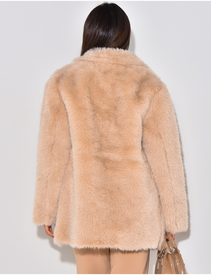   Mid-length coat in faux fur