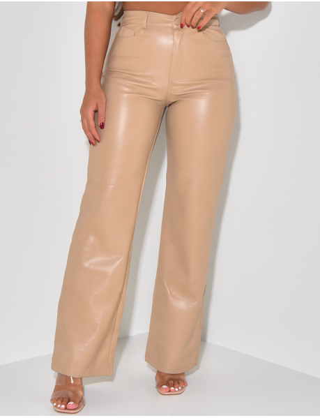   Straight-cut trousers in vegan leather