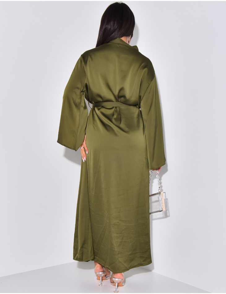 Abaya simple en satin à nouer