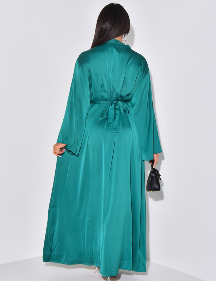 Simple satin abaya with tie